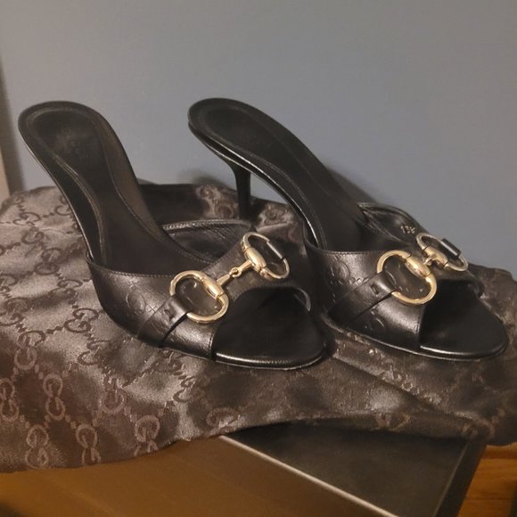 Vintage Black Gucci Mules - Picture 1 of 6